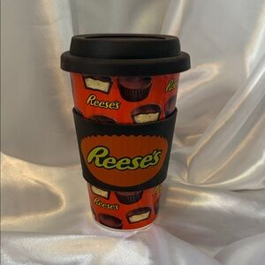 Galerie Reese's Peanut Butter Cup Ceramic Travel Mug W/ Silicone Lid & Sleeve
